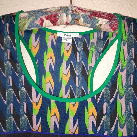 Bar III Colorful Boho Printed Racerback Tanktop Mixed Pattern Blouse Women’s XS - Picture 4 of 11